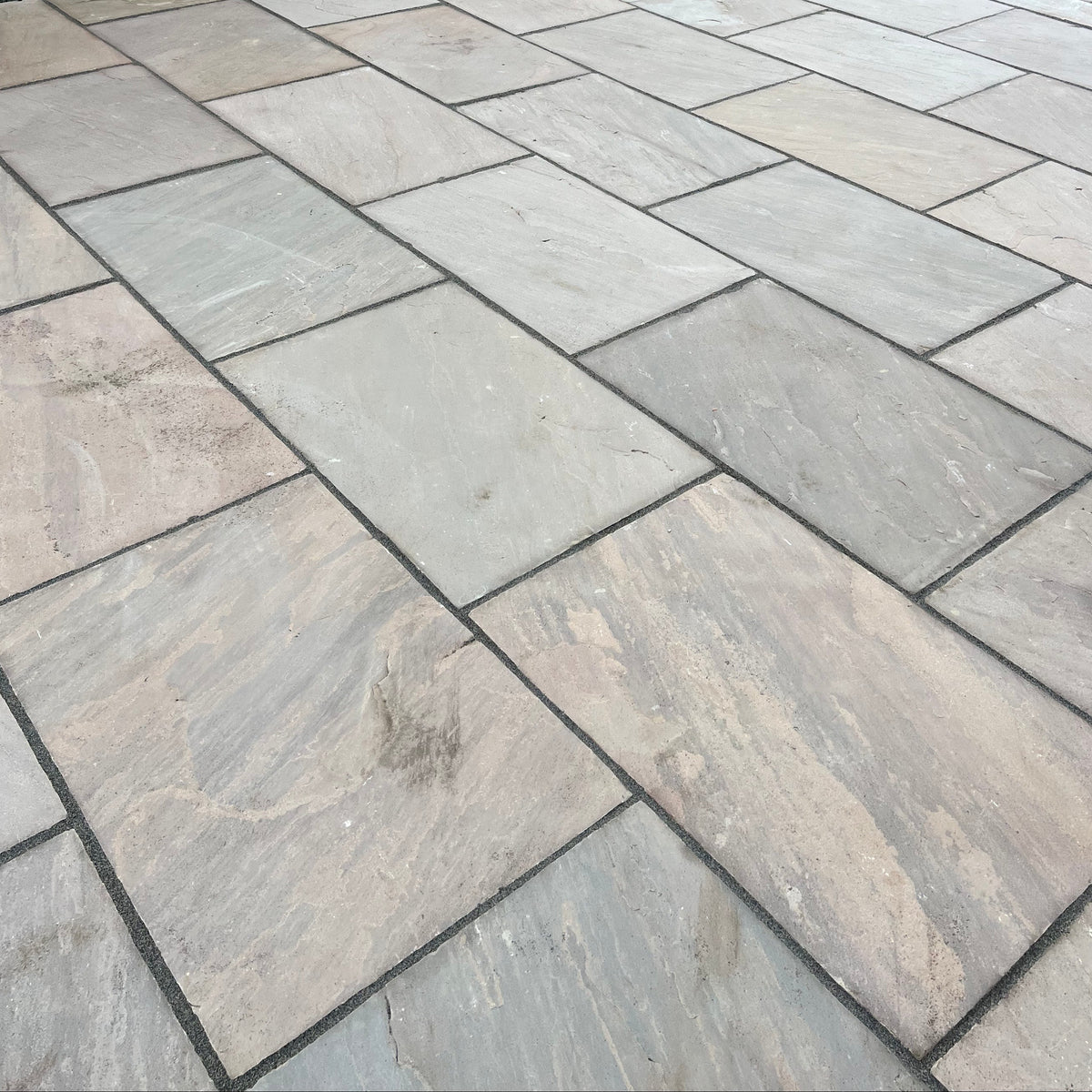 Close up image of Indian sandstone slabs on a project in Caversham.